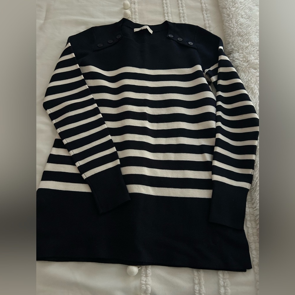Loft XS tunic like navy and white stipe top